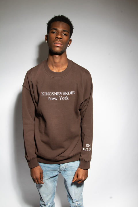 Kingsneverdie Owns New York - Brown Crewneck