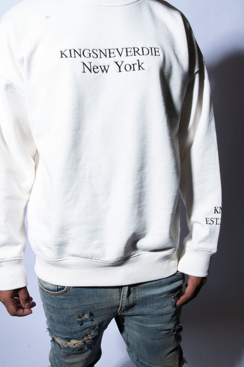 Kingsneverdie Owns New York - White Crewneck